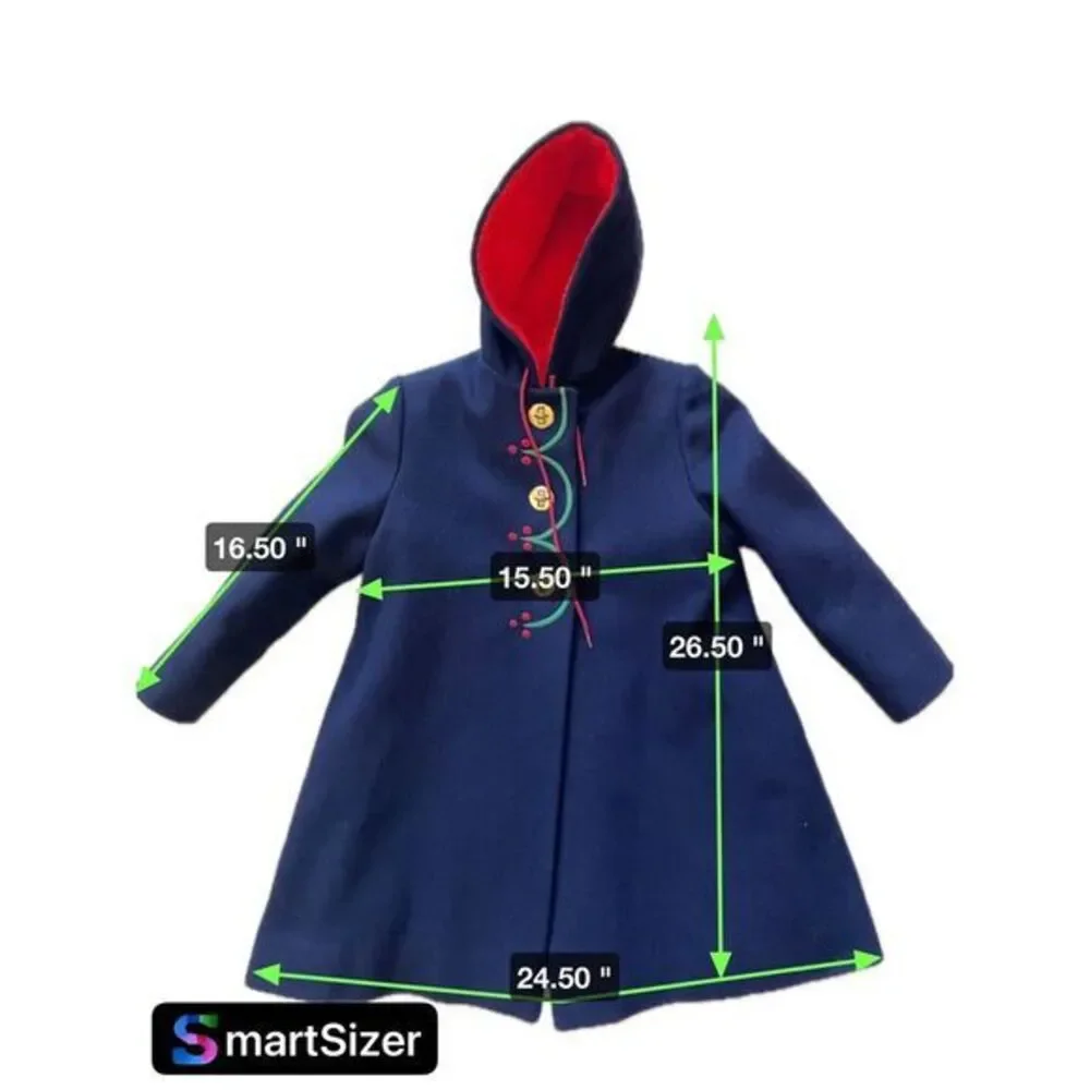 Macwil Saks Fifth Avenue Vintage Kids Wool‎ Hooded jacket Blue Red